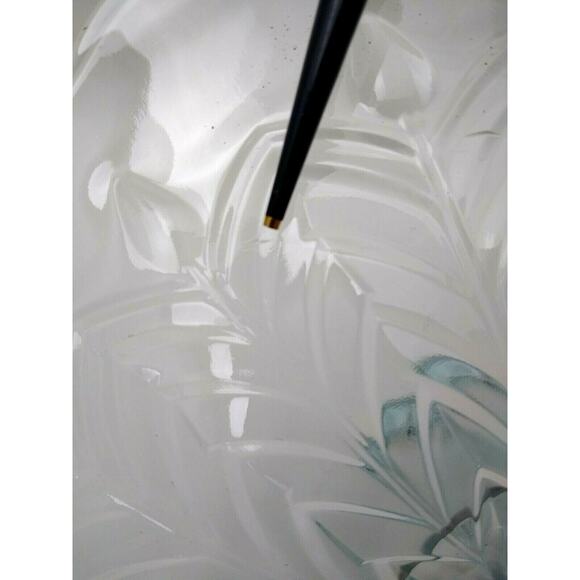 Jeannette Glass 1950's Blue Center Handled Server In The Feather Pattern - Picture 5 of 5